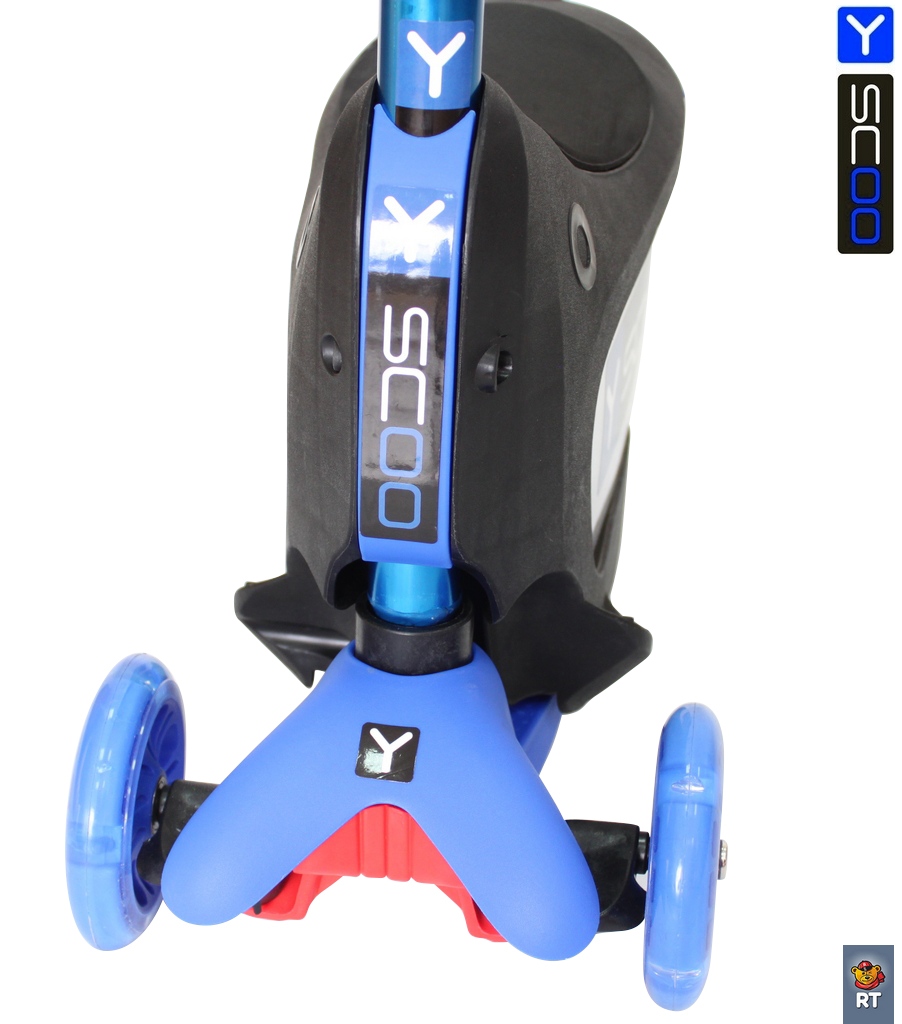 Каталка-самокат 3 в 1 Y-Scoo Mini Jump&Go, темно-синий, со светящимися колесами  